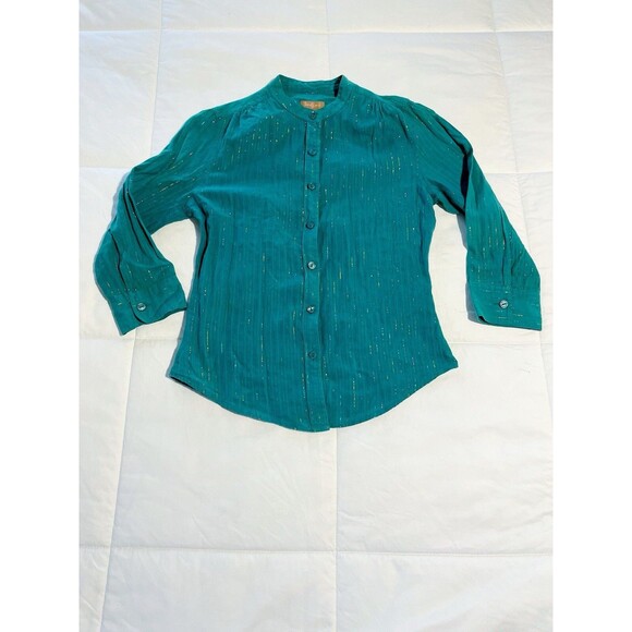 Twenty One Long Sleeve Button Shirt Juniors Size Small Color Turquoise - Picture 1 of 5